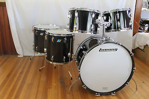 1976 Ludwig "Black Cortex" Pro Beat kit 24,13,14,16,18. 3ply w/rerings. 1 Owner!