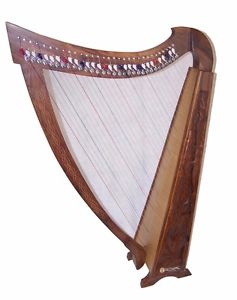 Large Pedestal Harp 42 inch tall 31 strings solid wood with Levers