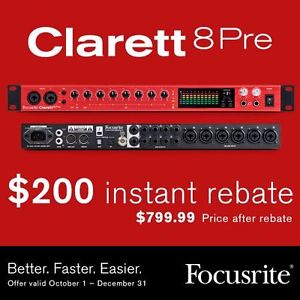 Focusrite Clarett 8Pre 18x20 Thunderbolt Interface - $200 HOLIDAY PROMO