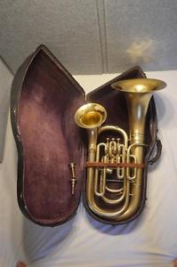 VINTAGE 1921 CONN DOUBLE BELL 4 VALVE EUPHONIUM - GOLD MATTE FINISH