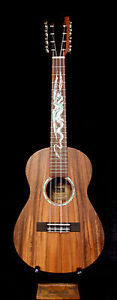 Bruce Wei 8 STRING Solid Acacia Baritone Ukulele MOP Dragon Inlay, Bag UG19-2161