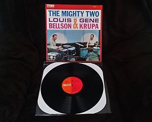 GENE KRUPA & LOUIS BELLSON ~GENE AUTOGRAPHED!! RECORD ALBUM_ SLINGERLAND_ ROGERS