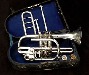 VERY RARE WONDERFUL VINTAGE F.BESSON CORNET PARIS WITH 2 ROTARY VALVES YEAR 1908