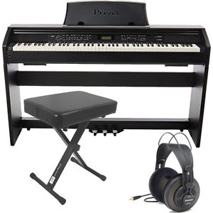Casio Privia PX-780 88-Key Digital Piano + Keyboard Bench + Samson Headphones