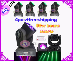 4pcs/lot 60w Led  Beam Moving Head light with remote Dj Beam Lights free ship