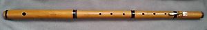 Rare antique c.1800 french boxwood 1 key flute by Baumann - Plays well !