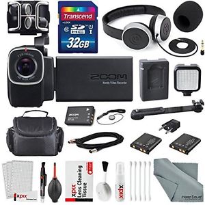Zoom Q8 Handy Video Recorder with Samson Studio Headphones and Deluxe Accessory