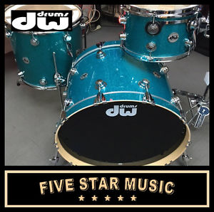DW DRUMS COLLECTORS SERIES 3 PIECE SHELL DRUM KIT PACK TEAL GLASS - NEW