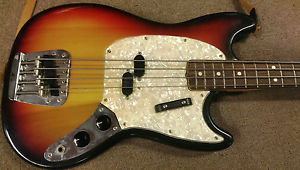 1972 Fender Mustang Bass Guitar, Sunburst Original, Short Scale, Classic Starter