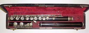 antique Wooden French flute boehm system pagot et Cie Low Pitched