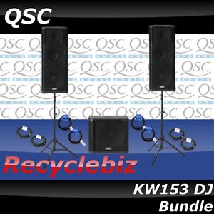 NEW QSC KW153 DJ Package  KW181 Sub, Stands & Cables!  Full Bundle!