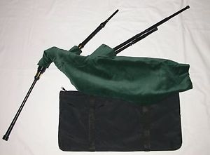 New Walsh Mouthblown Smallpipes Key of A with Green Cover and Soft Case