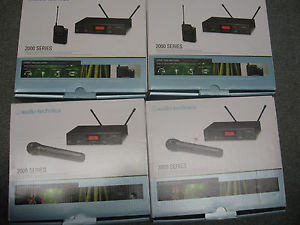 4 x Audio Technica 2000 Series Wireless Microphone Systems 2xBeltpack2xHandheld