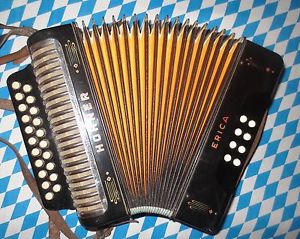 Vintage Accordion Hohner Erica in A/D - Color BLACK !!! - Made in Germany!!!