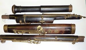 Antique collectible Bassoon with brass cup keys for restoration