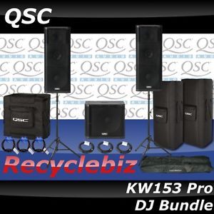 QSC KW153 Pro DJ Bundle KW181 Sub, Stands, Bags & Cords