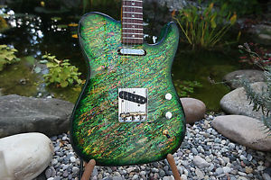 custom telecaster real green abalone  tele player Pearlvibe vintage masterbuilt
