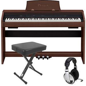 Casio Privia PX-760 88-Key Digital Piano Brown + Keyboard Bench + Headphones
