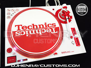 2 custom white Technic SL1200 MK5's w intergraded dicers, halos, white/ red leds