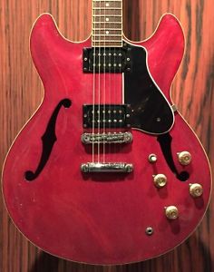 1970's YAMAHA SA700 Super Axe Persimmon Red Semi Hollow Guitar Free Shipping