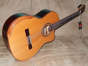 SUPERB & GOOD LOOKING, ALL SOLID WOODS, CLASSICAL GUITAR WITH CUTAWAY & ARMREST