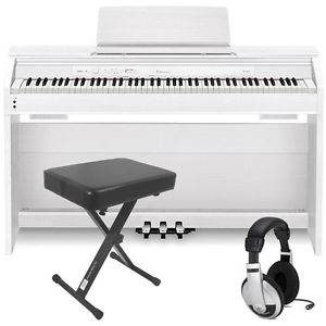 Casio Privia PX-760 88-Key Digital Piano White + Keyboard Bench + Headphones