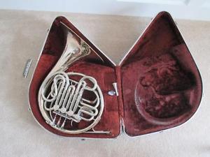 Vintage F.E. Olds Sons Silver Double French Horn Fullerton Calif NICE PIECE