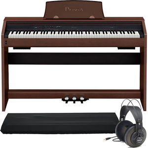 Casio Privia PX-760 88-Key Digital Piano Brown + Dust Cover + Samson Headphones