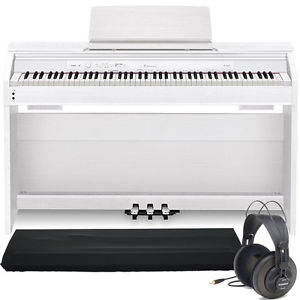 Casio Privia PX-760 88-Key Digital Piano White + Dust Cover + Samson Headphones