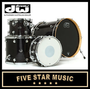 DW DRUMS PERFORMANCE SERIES 4 PIECE SHELL PACK DRUM KIT EBONY STAIN GLOSS - NEW