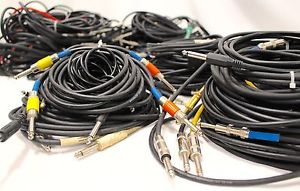 1/4" Inch Instrument Cables Assorted Lengths - Lot of 65 Generic & Unbranded