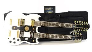 2015 Epiphone G-1275 Double Neck Electric Guitar - White w/ Gig Bag