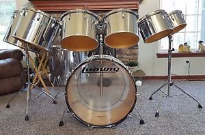 Ludwig Vintage Chrome-O-Wood 6ply Maple B/O Badge Drums 8pc. Kit Good Project