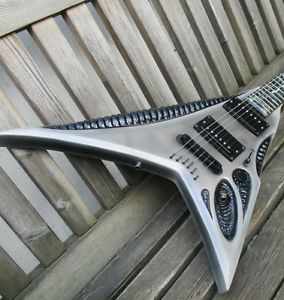 Custom built guitar, H R Giger, Alien inspired V. CHECK THE INLAY OUT!!!