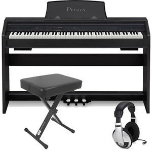 Casio Privia PX-760 88-Key Digital Piano Black + Keyboard Bench + Headphones