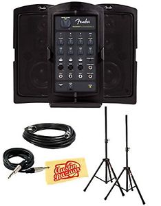 Fender Passport Conference PA System Bundle with Speaker Stands, XLR Cable, and