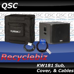 QSC KW181 Subwoofer w/ Cover, 20' Mic & 25' Power Cords