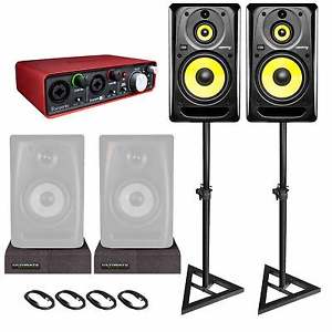 (2) KRK RP103G3 10" 3-way Active Studio Monitors & Scarlett 2i2 USB Interface
