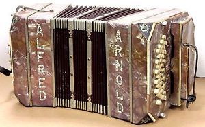 A.A. Bandoneonfabrik Full Pink Mother of Pearl Antique Accordion USED WORKS!