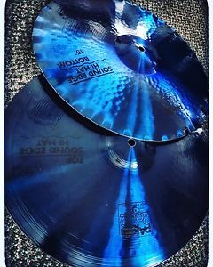 Paiste 2002 Soundedge 15" Hi Hats Custom Blue And Black Logos Color sound Cymbal