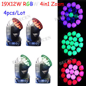 4pcs 19x12W rgbw 4in1 Osram LED zoom Moving Head wash light for stage club dj