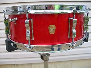Vintage Ludwig Jazzfest Red Sparkle Snare Drum C.O.B. Hoops