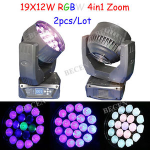 2pcs 19x12W rgbw 4in1 Osram LED Moving Head wash light beam moving head light