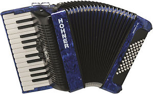 AKKORDEON HOHNER Bravo II Design 2 48 Bass blau II-chörig inkl Tasche und Riemen