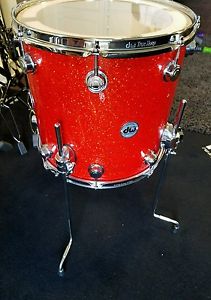DW DRUM WORKSHOP 15" COLLECTOR'S SERIES FLOOR TOM. SUPER TANGERINE GLASS. EXC
