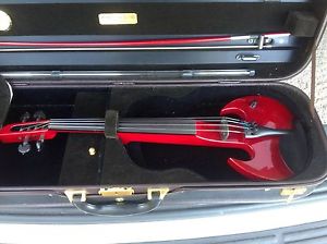 wood stringray SV-4 electric violin In Red With Bow  & kennedy violin hard case