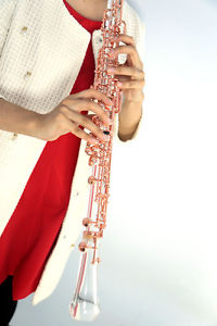 Playing type semi automatic Rose gold plated crystal transparent body Oboe