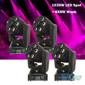 4Pcs! 30W LED Spot + Wash Moving Head Stage Light DJ Disco Party American