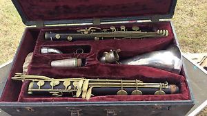 Vintage Alexandre Selmer Paris Bass Clarinet With Case Marked 734 1920's
