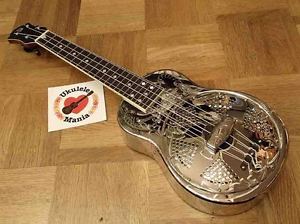 National Style 3 Custom Concert Nickel Plated Brass Resonator Ukulele Rare w/OHC